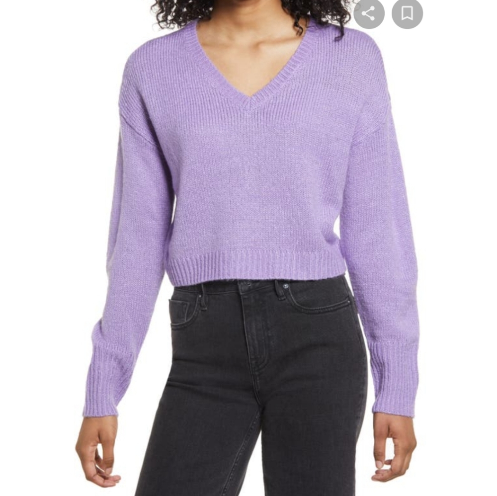Bp knit v neck dropped sweater purple S - Picture 1 of 5